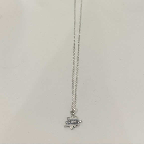 Pow Necklace 15" Silver With Diamond On Back - Picture 1 of 6